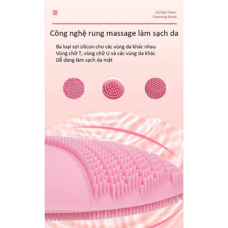 Máy rửa mặt mini massage BOORUI -1407: Silicone kháng khuẩn làm sạch sâu, tẩy da chết, làm đẹp da mặt, chông nước