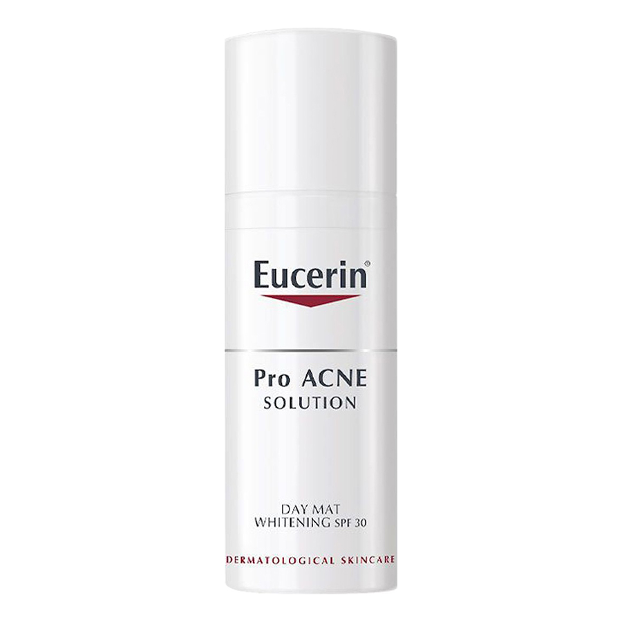 Bộ Kem Dưỡng Trắng Dành Cho Da Mụn Eucerin Day Mat Whitening SPF30 (50ml) Và Sữa Rửa Mặt Sáng Da Eucerin White Therapy Cleansing Foam (150ml)