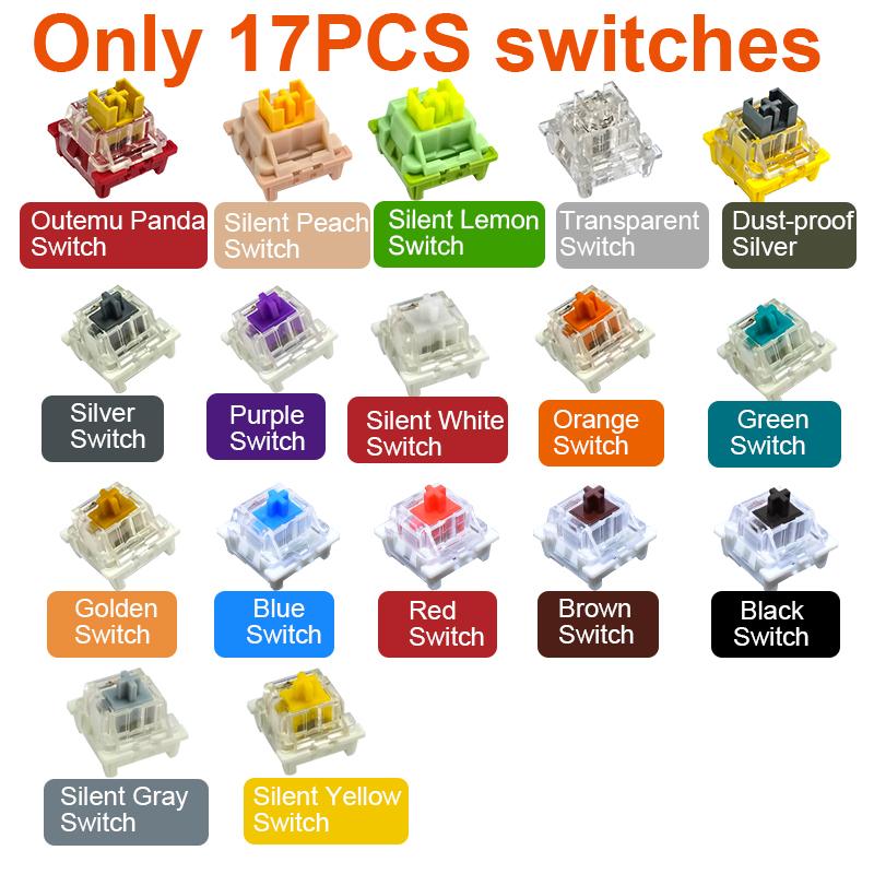 Outemu Công Tắc Máy Bàn Phím Cơ Xanh Đỏ Nâu Đen Tím Xanh Vàng Bạc Trục Trắng Im Lặng Tùy Chỉnh Chơi Game