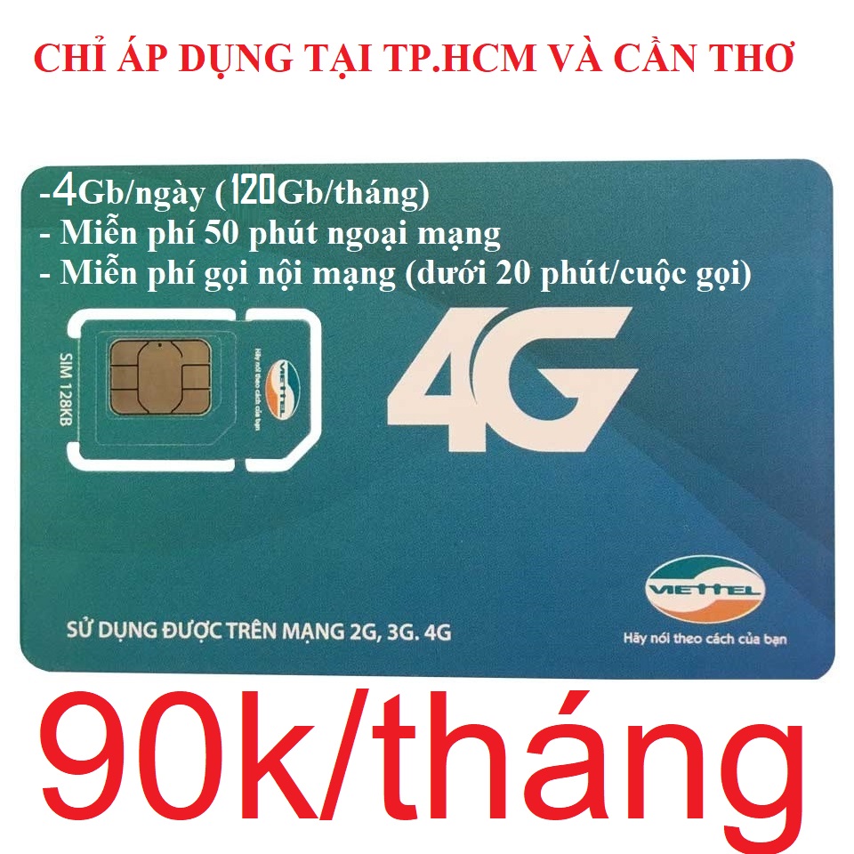 SIM 4G VIETTEL V120Z - ĐĂNG KÝ ĐÚNG CHỦ ( 90.000/tháng: Có 4Gb/ngày, Gọi nội mạng miễn phí tất cả cuộc gọi dưới 20 phút, ngoại mạng 50 phút miễn phí) - Hàng Chính Hãng