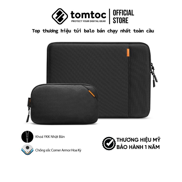 Túi chống sốc Tomtoc Protective 360 cho Macbook Air/Pro 13/ Pro 14/ Pro 16 và Laptop - kèm Túi phụ kiện, hàng chính hãng