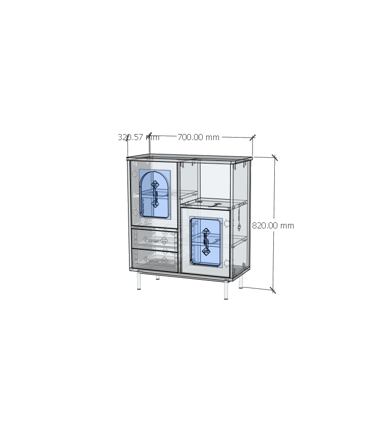 [Happy Home Furniture] SISEEL, Tủ lưu trữ cửa kính 2 cửa mở - Chân sắt, 70cm x 32cm x 82cm ( DxRxC), TLT_010