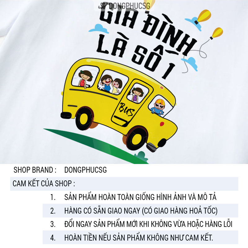 Áo thun gia đình là số 1 set đồ đồng phục gia đình hội nhóm độc đáo thun cotton dày dặn màu trắng GD338T | SG