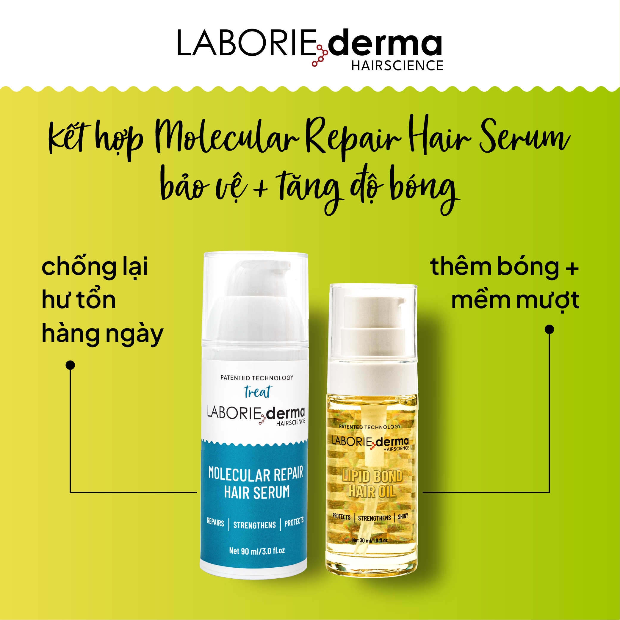 Dầu dưỡng bảo vệ tóc, giúp tóc bóng mượt và chắc khỏe LABORIE derma Lipid Bond Hair Oil - 30ml
