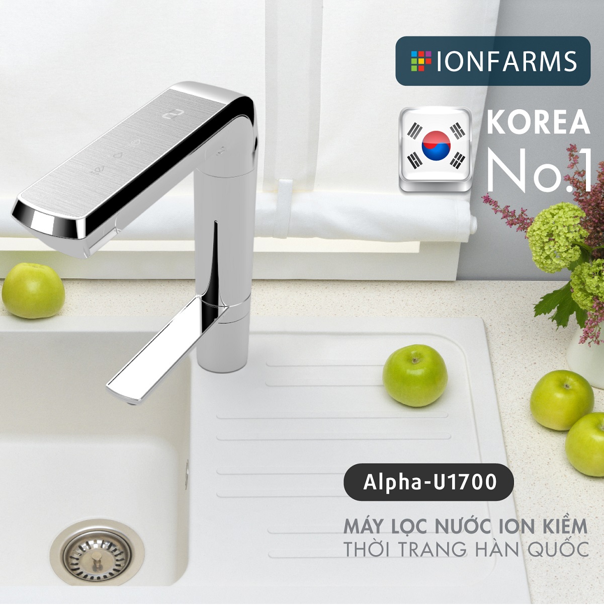 Máy lọc nước ion kiềm IonFarms Alpha-U1700 Hàn Quốc - Hàng chính hãng