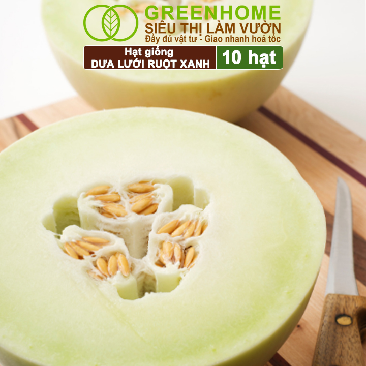 Hạt Giống Dưa Lưới Ruột Xanh Lai F1 Greenhome, Gói 10 Hạt, Dễ Trồng Quanh Năm, Nảy Mầm Cao, T28