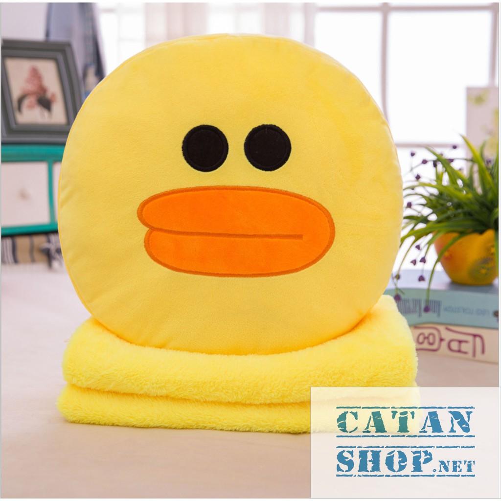 Gối mền Brown xinh xắn 3 in1, nỉ nhung cực mịn, bộ chăn gối văn phòng GD79-GMGau