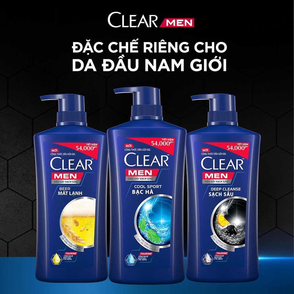 Combo 2 Dầu gội ClearMEN Cool Sport Bạc Hà 630g