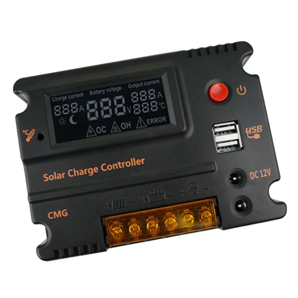 20A MPPT PWM Controller Waterproof Solar Charge Controller w/LCD Display and LED Bar