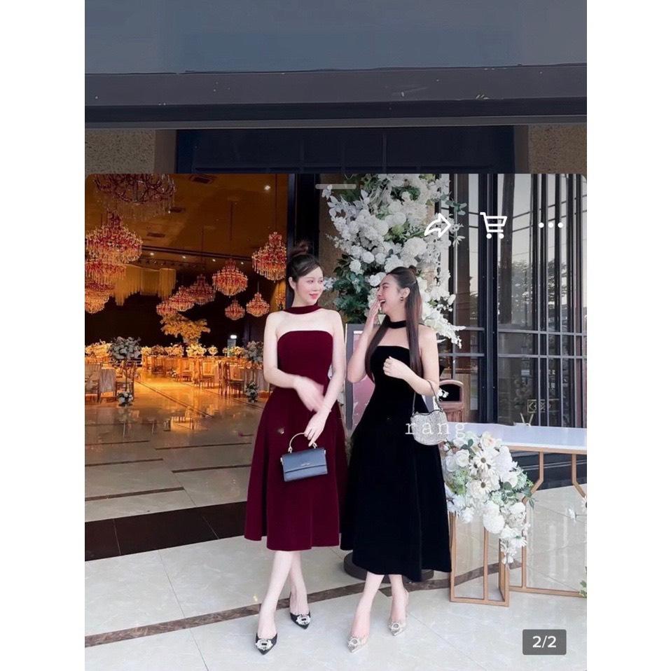 ĐẦM XÒE NHUNG CÚP NGỰC NƠ LƯNG