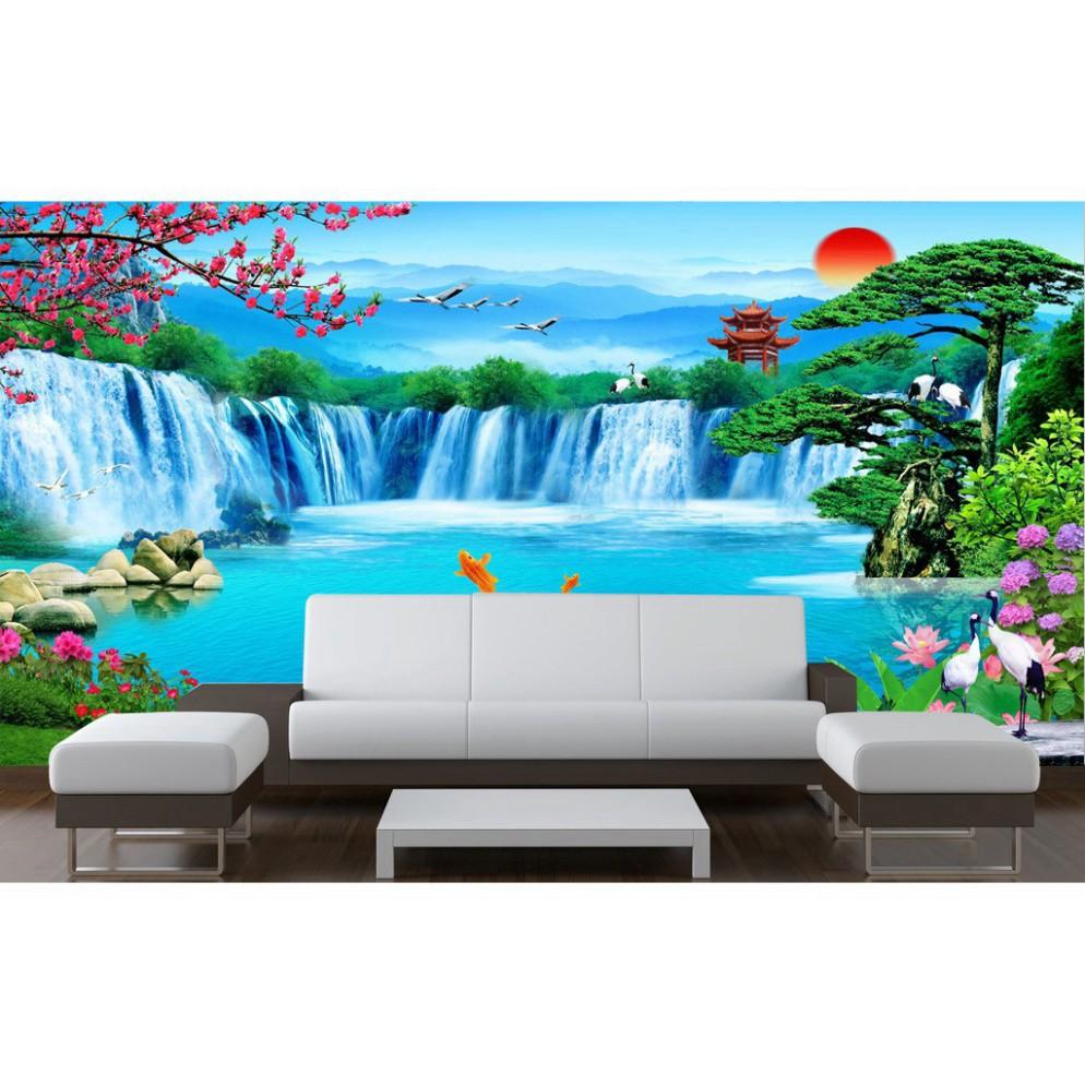 Tranh dán tường phong thủy sơn thủy hữu tình LunaTM-0137