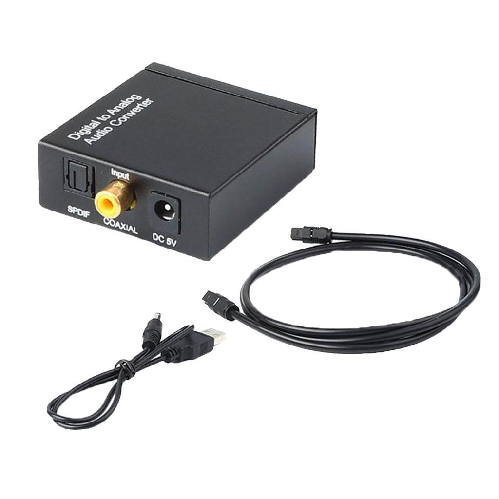 Digital to Analog Converter DAC Digital SPDIF Toslink to Analog Stereo Audio L/R Converter Adapter with Power Supply +Fiber Cable for PS3 HD DVD PS4 Home Cinema Systems AV Amps