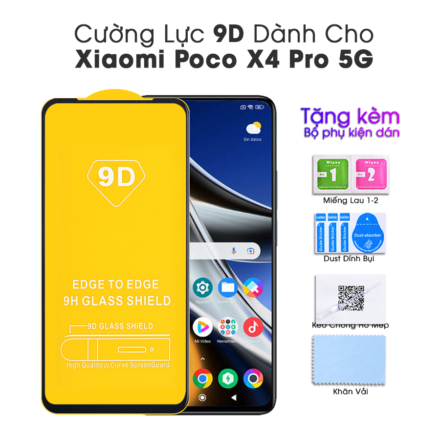 Kính cường lực 9D Dành Cho Xiaomi Poco X4 Pro 5G Full keo- Handtown- Hàng Chính Hãng