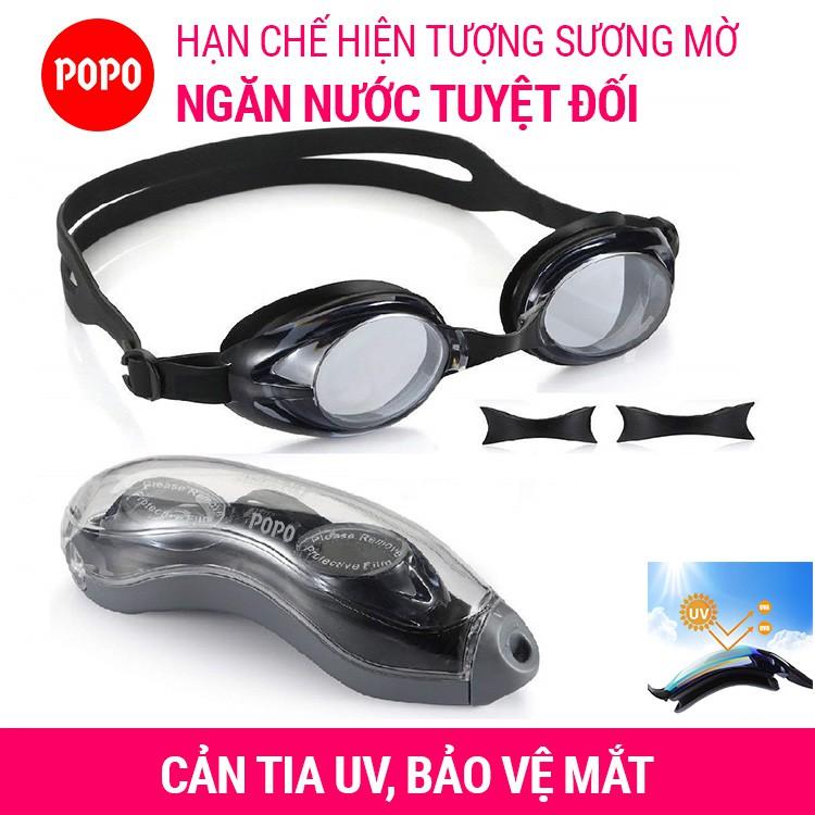 Kính bơi người lớn cho nam nữ POPO 1153 chống tia UV, chống lóa, mắt trong suốt