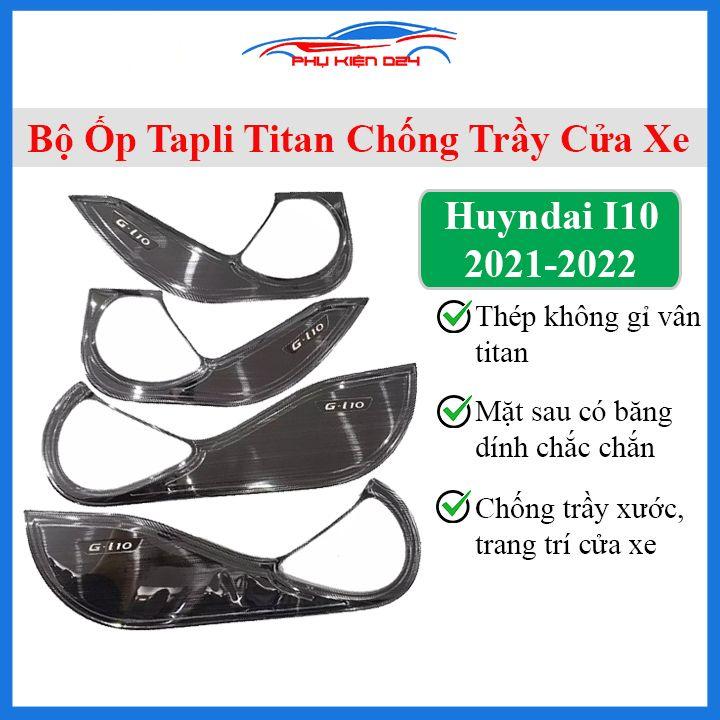 Ốp tapli Hyundai I10 2021-2022 vân titan chống xước va đập khi mở cửa và làm đẹp xe