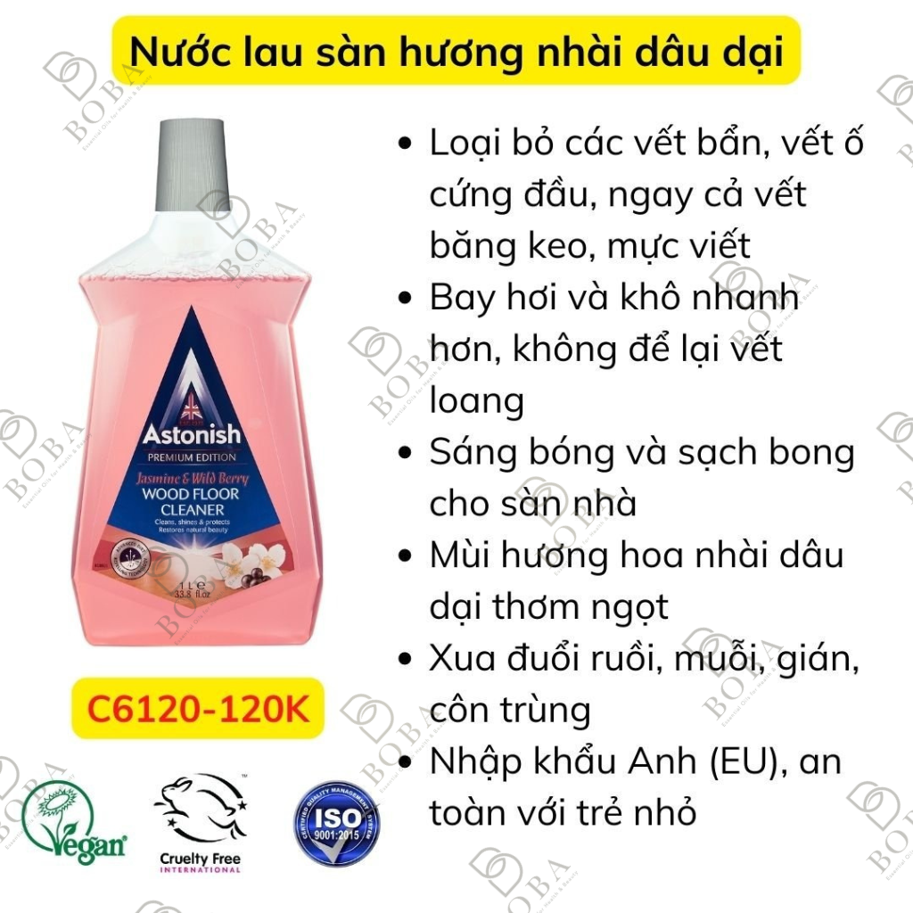 (HCM) Nước Lau Sàn Chuyên Dùng Cho Sàn Gỗ Hương Dâu, Sạch Thơm, Sáng Bóng - BOBASHOP