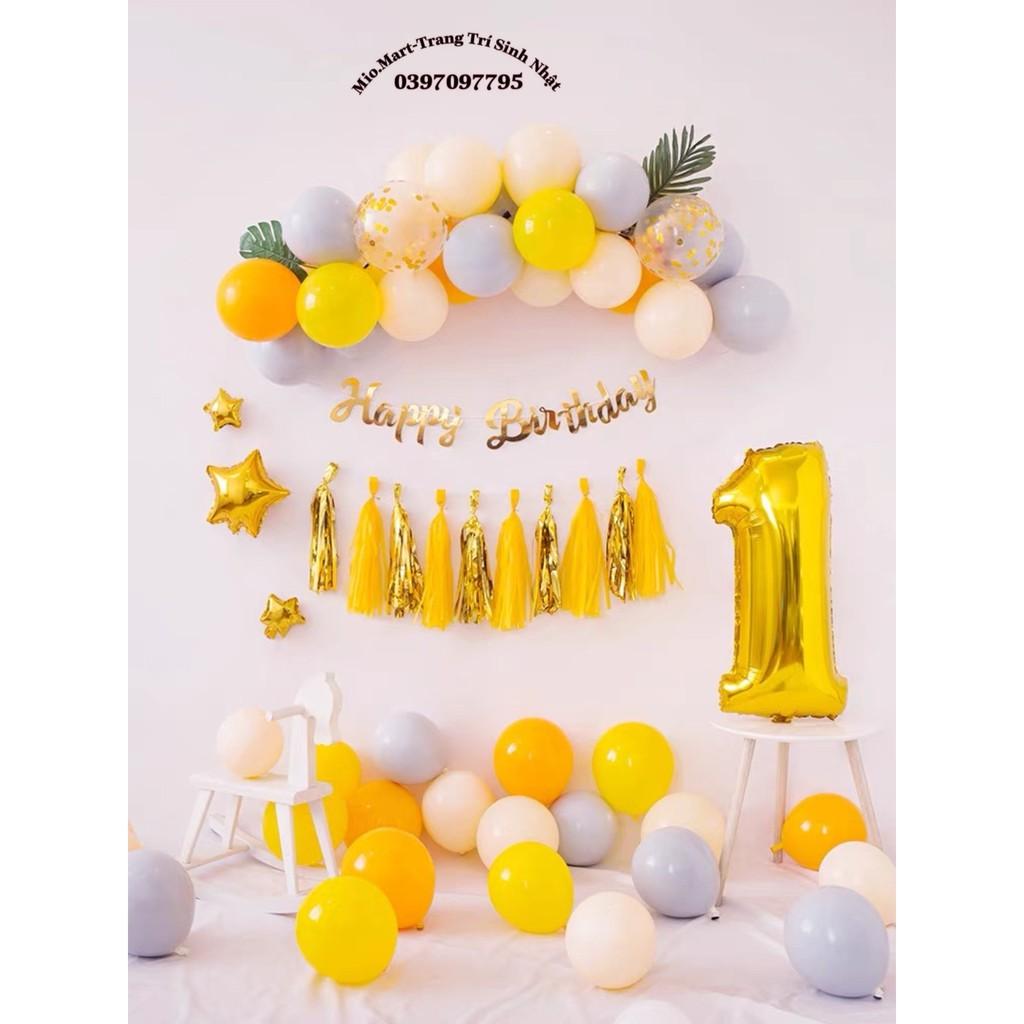 Combo Trang Trí Sinh Nhật Đơn Giản, Nhẹ Nhàng,Bóng Bay,Dây chữ Happy Birthday,Bóng Số Tuổi Kèm Đầy Đủ Phụ Kiện Trang Trí