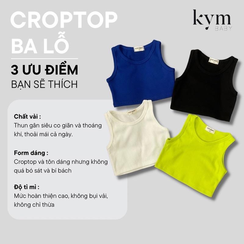 Áo thun ba lỗ basic kiểu dáng croptop chất thun gân co giãn cho bé gái A820