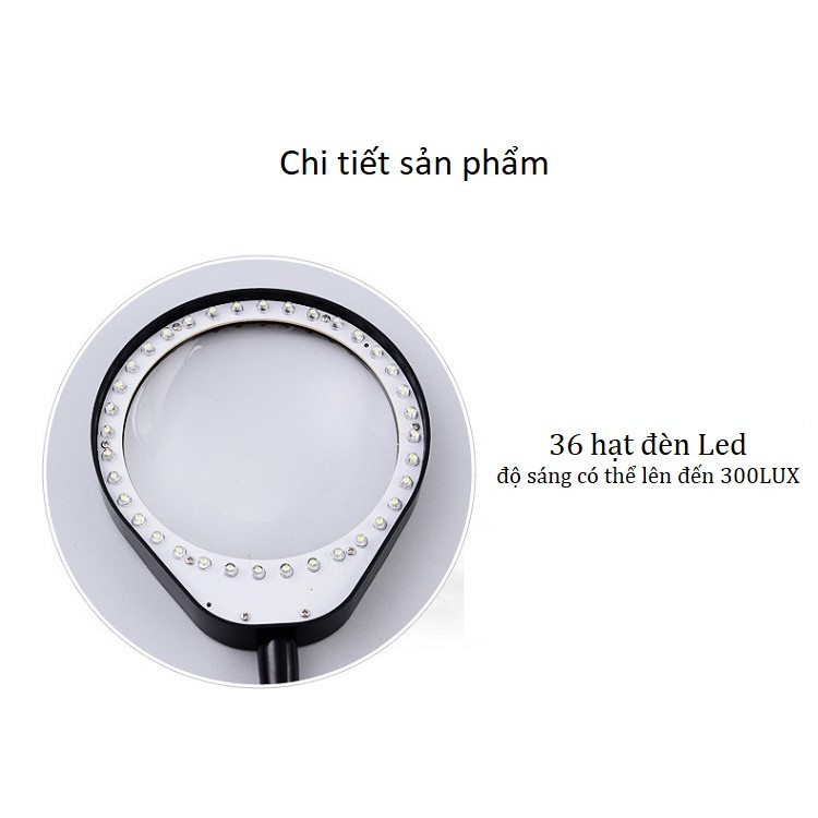 Kính lúp hỗ trợ đọc sách cao cấp để bàn MGH36 có đèn led trợ sáng ( Tặng 02 nút kẹp cao su giữ đây diện cố định )