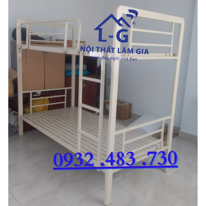 Giường tầng sắt hộp cao cấp rộng 0,8m dài 2m