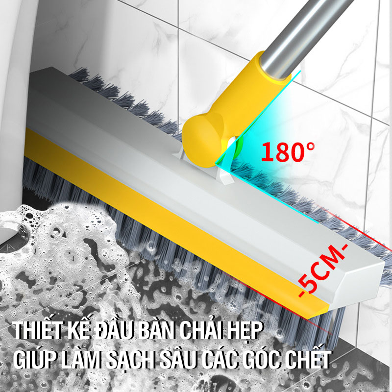 Cây chà sàn nhà tắm, chổi cọ sàn và gạt nước 2 trong 1, cọ sạch khe hẹp và góc tường - OKwife Brush N04