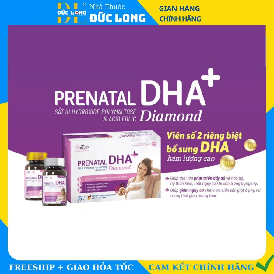 Prenatal DHA+ Dimond ASUKA bổ sung vitamin cho bà bầu và cho con bú- hộp 2 lọ x 30 viên – Đức Long