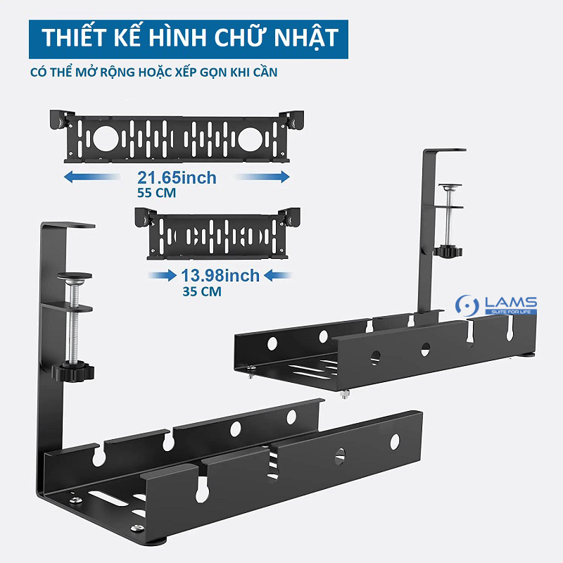 Giá Đỡ Ổ Điện Kẹp bàn - Kệ Đỡ Dây Cáp Sạc, Dây Điện, Ổ Cắm Điện Gọn Gàng Ngăn Nắp