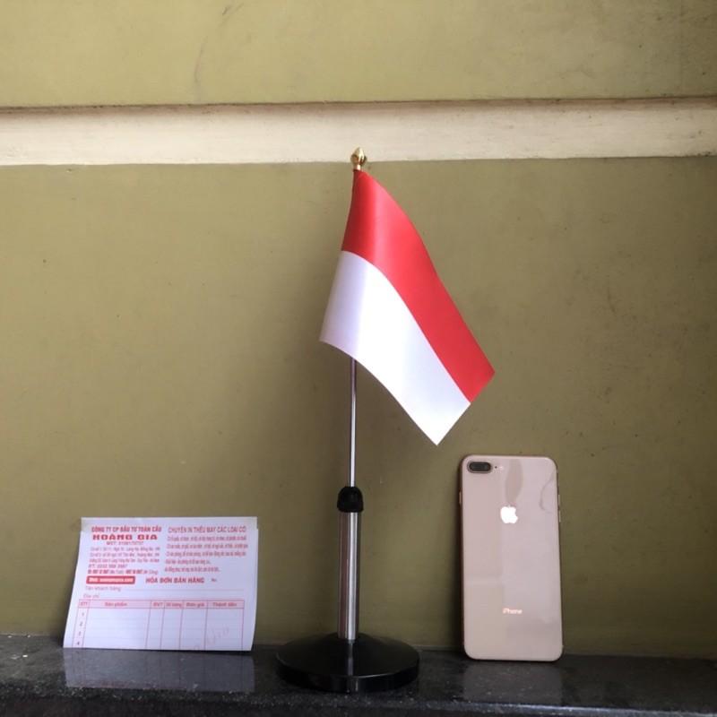 Cờ để bàn inox đen đơn Quốc kỳ Indonesia