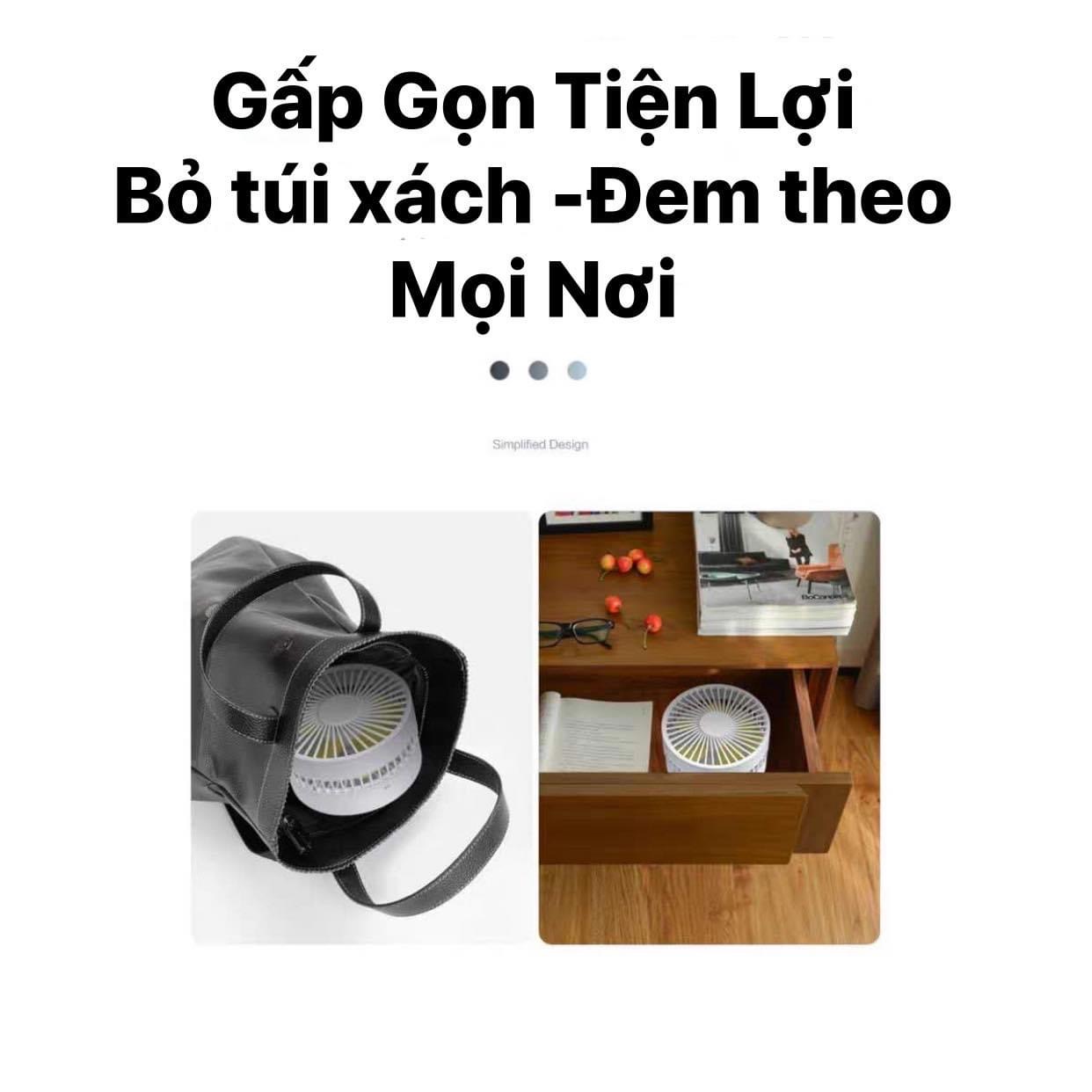 Quạt Tích Điện Mini Gấp Gọn Để Bàn GC-5811 Có Đèn Chiếu Sáng Sử Dụng Liên Tục Đến 4H Đồng Hồ