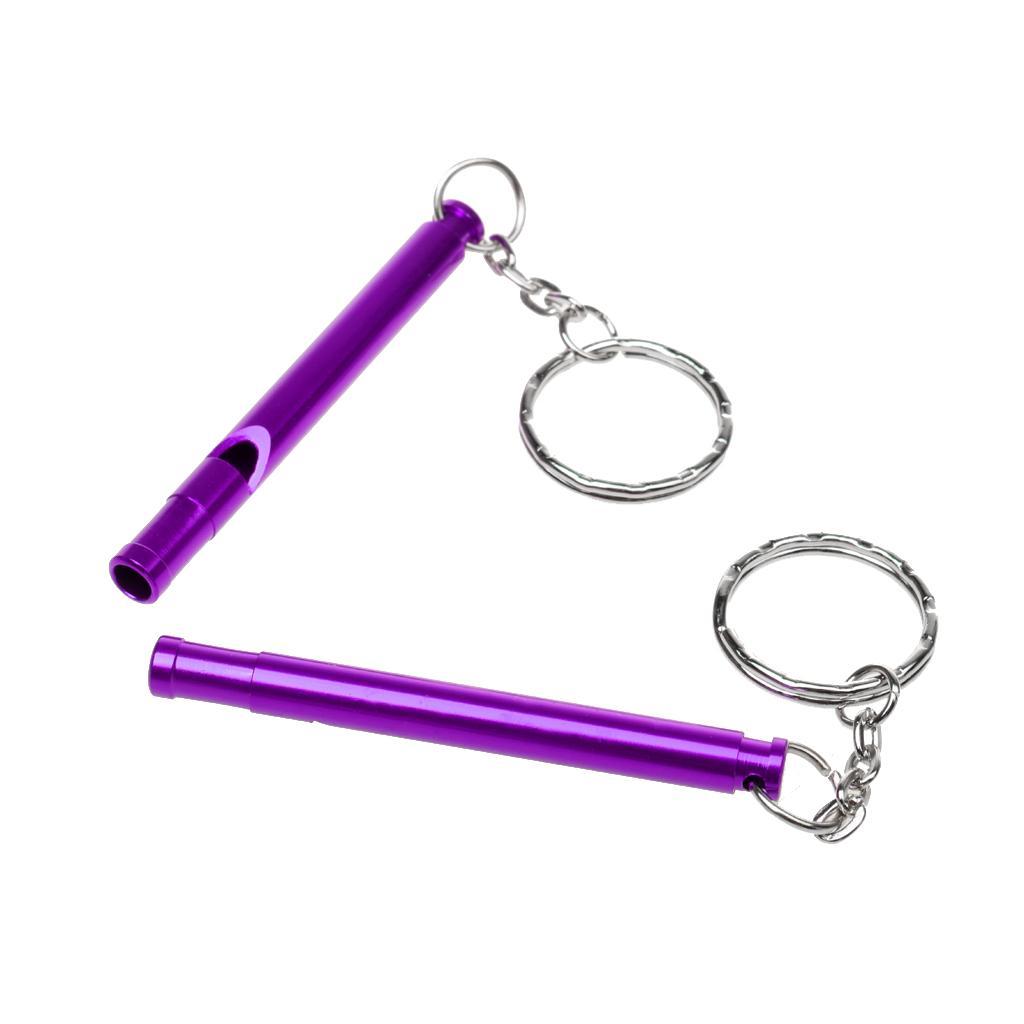 2x2pcs Outdoor Survival Camping Training Emergency Safety Whistle Purple