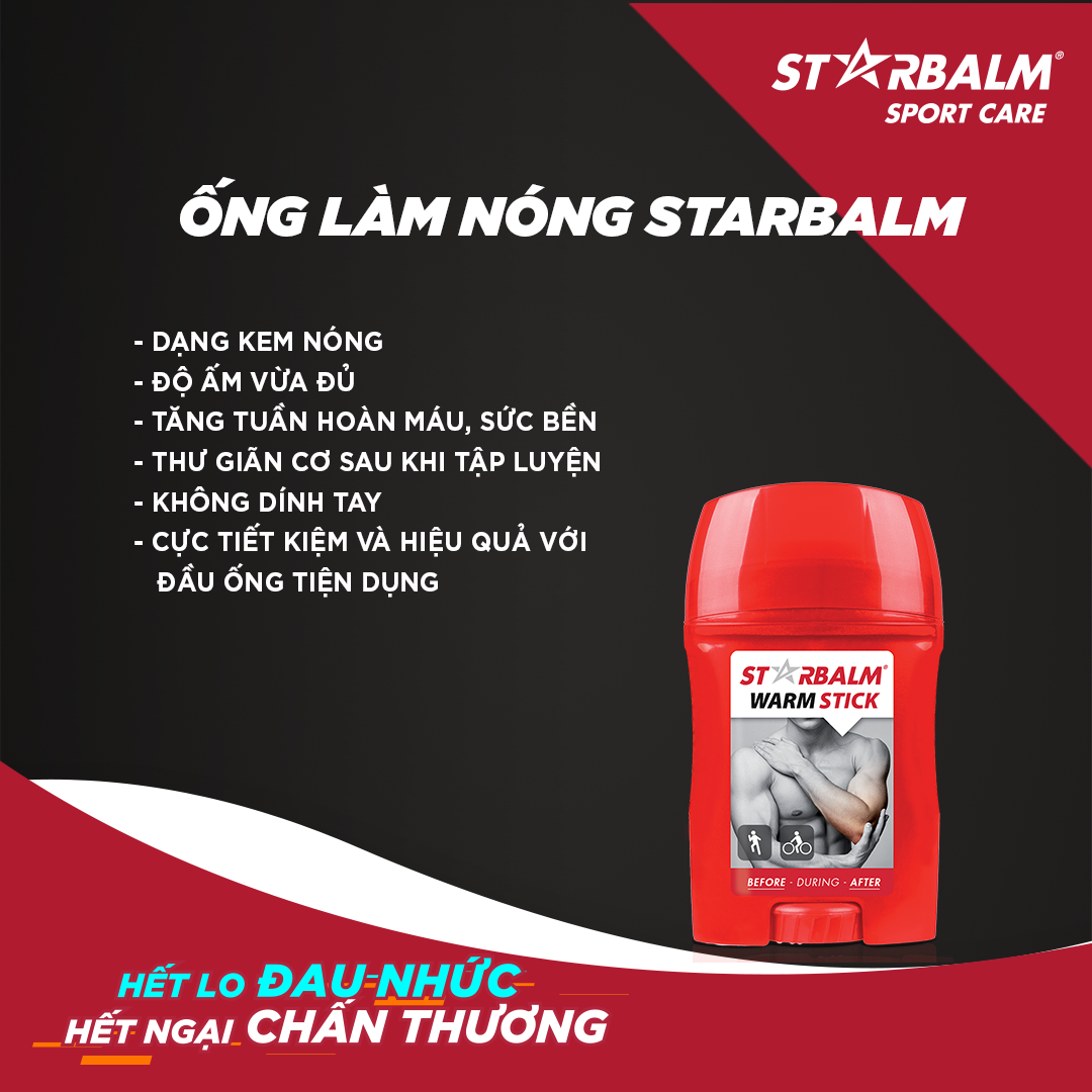 Ống Làm Nóng STARBALM Warm Stick 50ml Ấm Nóng Cơ Bắp, Thư Giãn Cơ, Dùng TRƯỚC & SAU Khi Vận Động