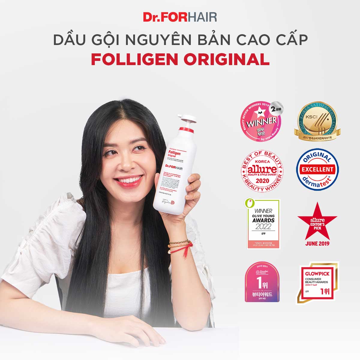 Combo gội xả hỗ trợ mọc tóc phục hồi tóc giảm khô xơ gãy rụng Dr.FORHAIR Folligen Original Shampoo 300ml x Unove Deep Damage Treatment Ex 207ml