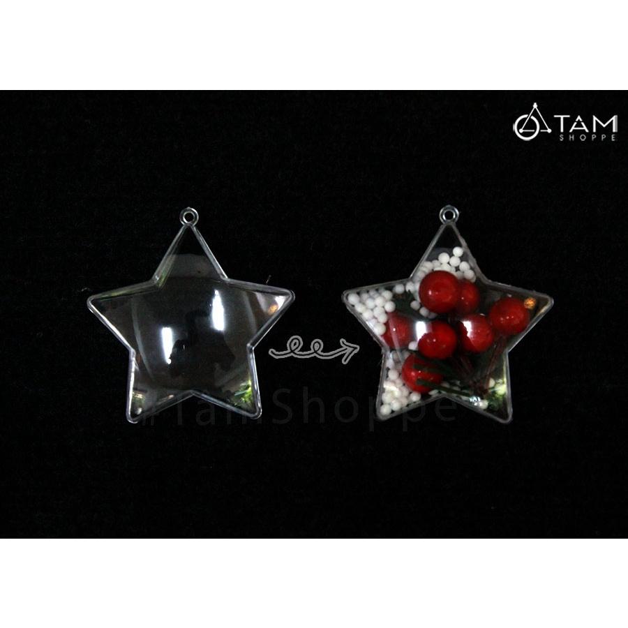 Phụ kiện trong suốt trang trí noel sao thông có tuyết X-PKTCT-74