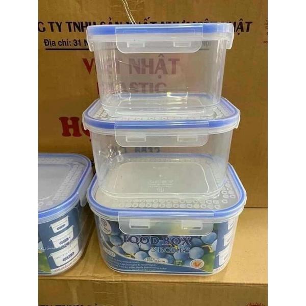 Set 3 Hộp Trữ Đông, Hộp Nhựa Việt Nhật Bảo Quản Thức Ăn Siêu Bền