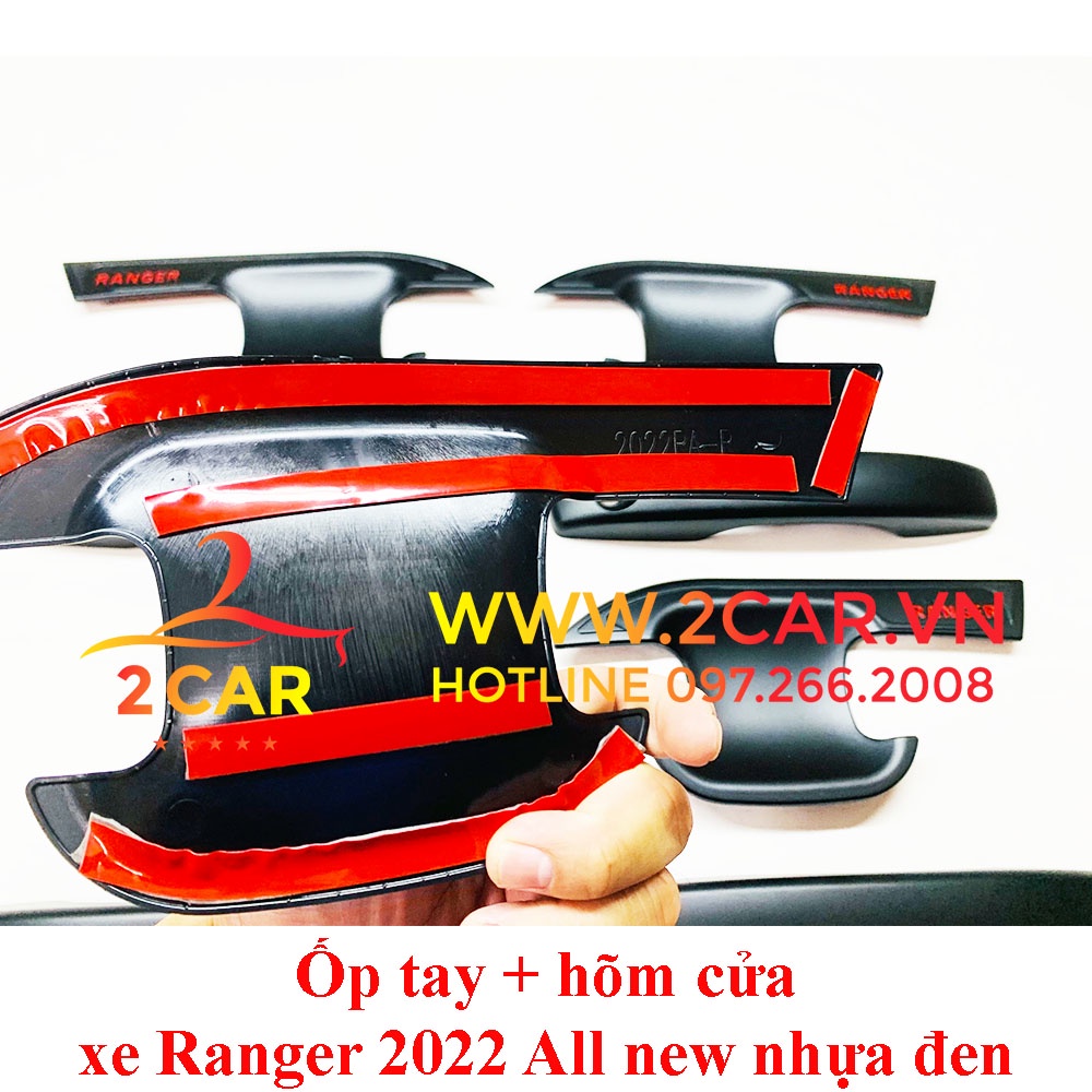 Ốp tay nắm, Hõm Cửa Xe Ford Ranger 2022 2023 nhựa đen cao cấp