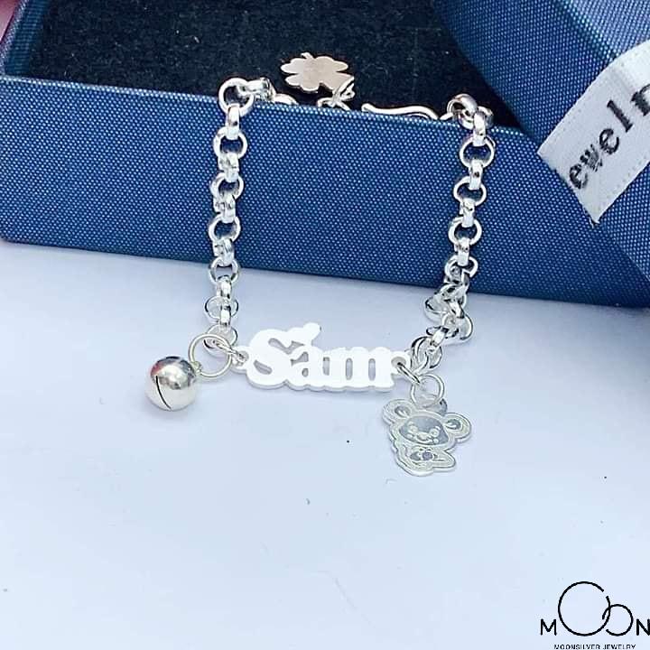 Lắc Tay Bạc Vòng Bạc Trẻ Em Khắc Tên Theo Yêu Cầu Cho Bé