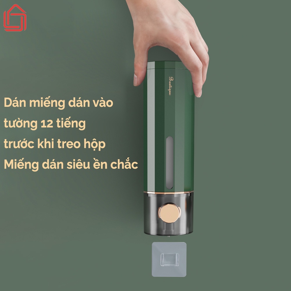 Hộp Đựng Sữa Tắm, Dầu Gội, Nước Rửa Tay... Dung Tích 450ml, Chất Liệu ABS Cao Cấp, Gắn Treo Tường Bằng Miếng Dán Siêu Dính - Bền, Đẹp, Sang Trọng