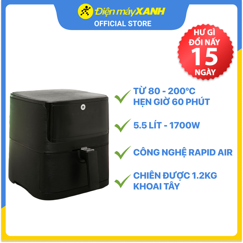 Nồi chiên không dầu Mishio MK-284 5.5 lít - Hàng chính hãng