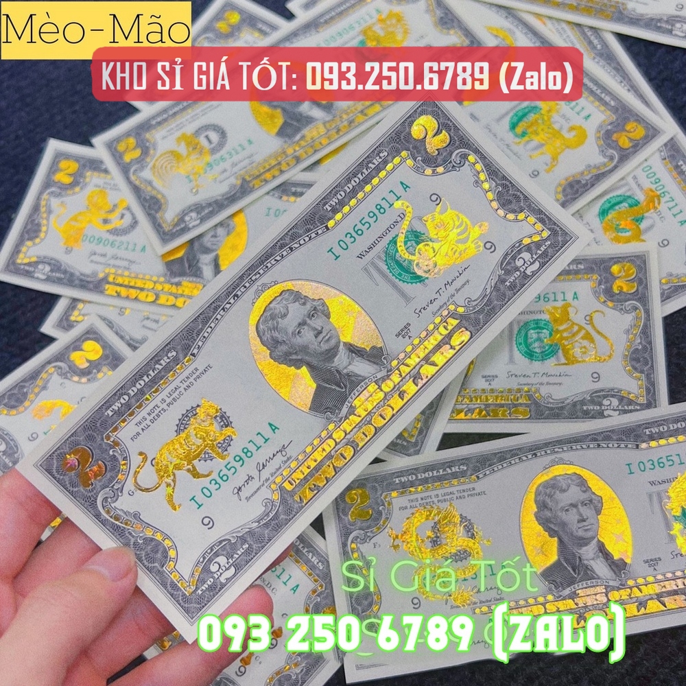 Bộ Tiền 2 USD Mạ Vàng Hình Con Giáp 3D Làm Quà Tặng, Sưu Tầm, Trang Trí Siêu Đẹp