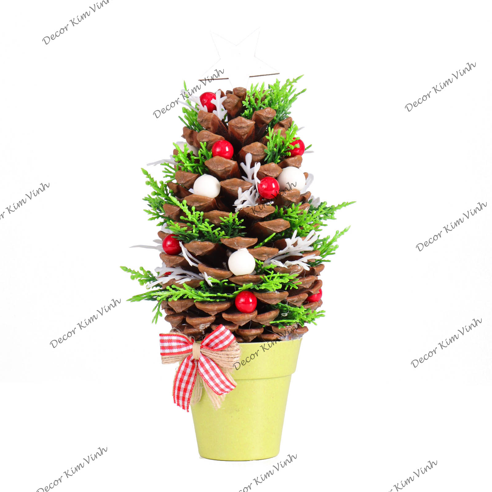 Chậu Quả Thông QT06 Để Bàn Trang Trí Giáng Sinh