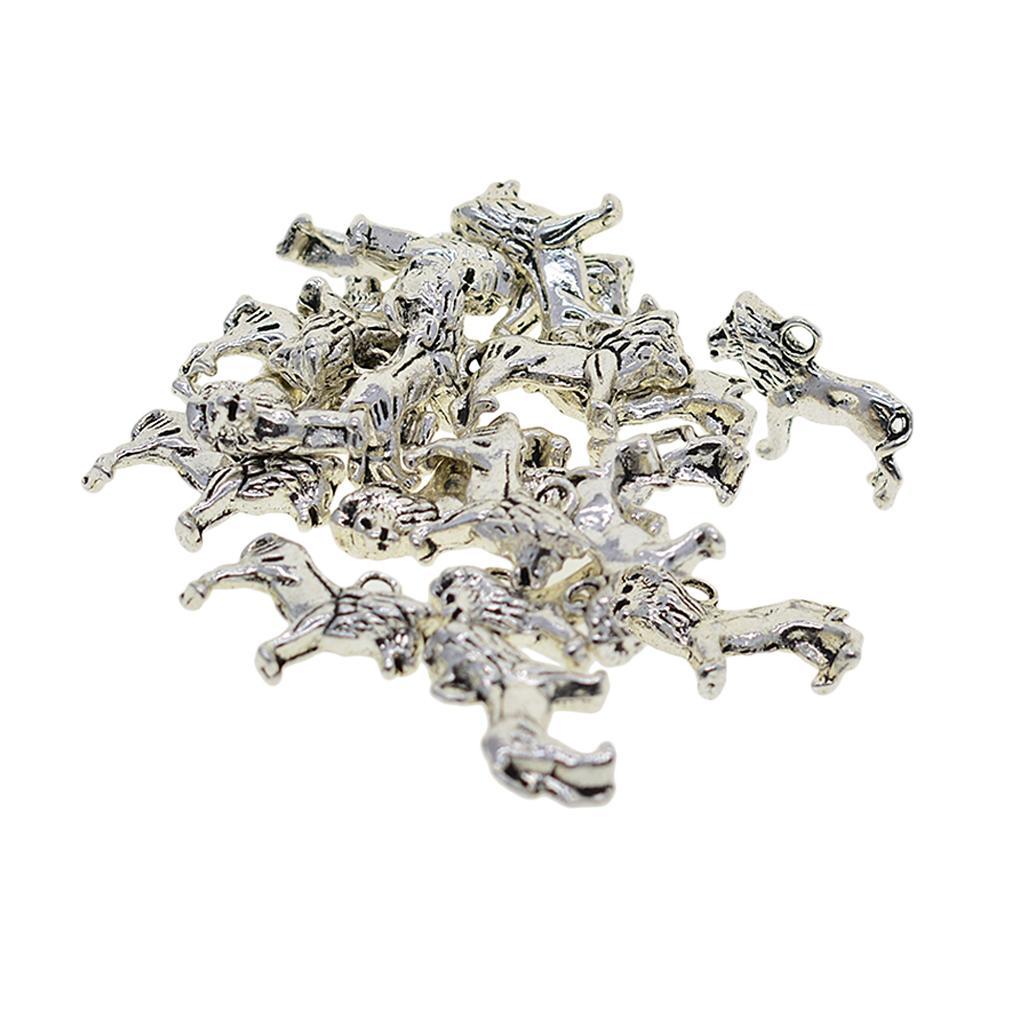 20 Piece Silver Mini Alloy Lion Shaped Charms Pendants DIY Jewelry Making Findings Accessories