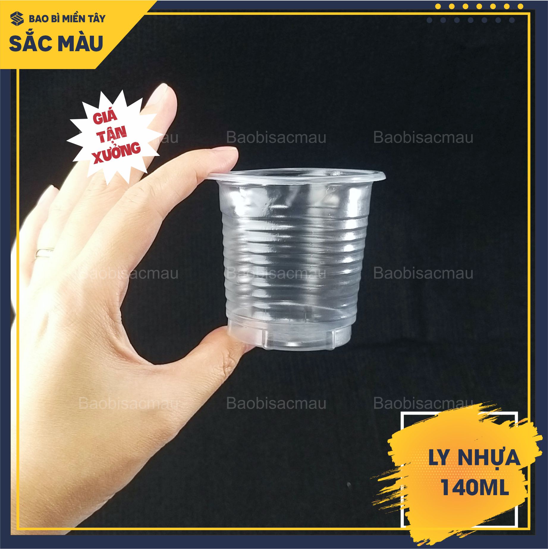 Sỉ 50 Cốc Nhựa / Ly Nhựa uống nước 140ml dùng 1 lần kèm nắp