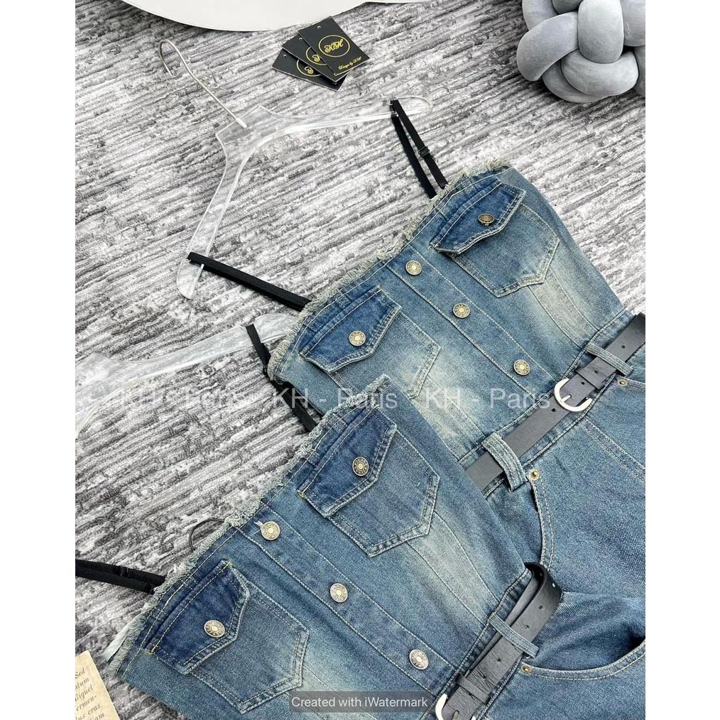 VÁY ĐI CHƠI, VÁY MAXI JEAN 2S CÚP NGỰC TÚI NẮP KO ĐAI CỰC XINH Ạ