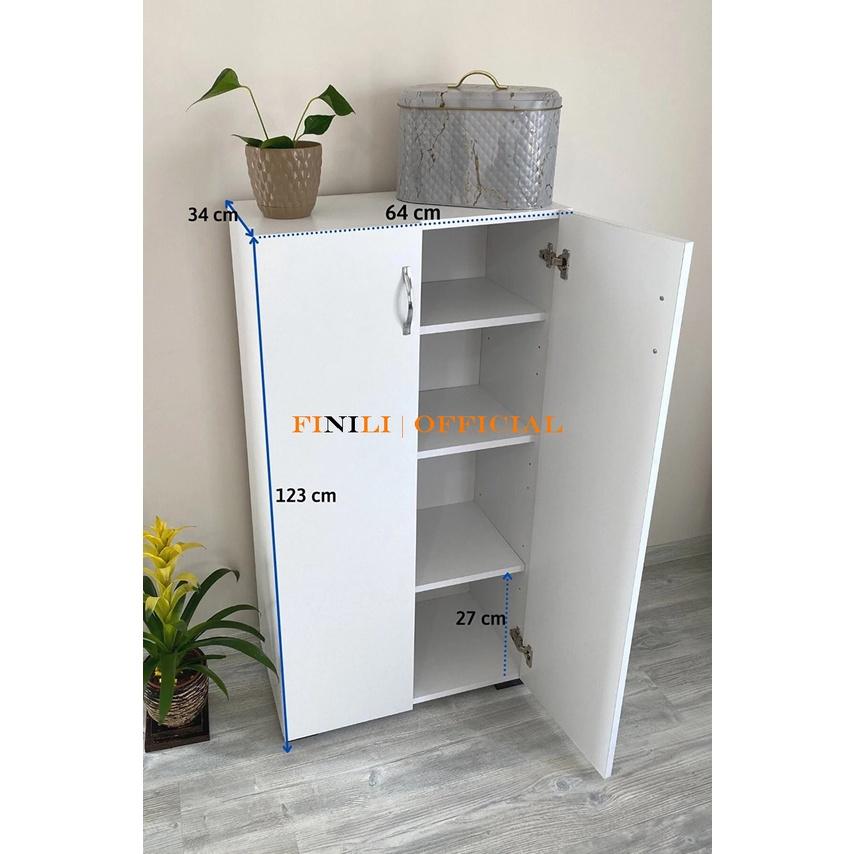 Tủ giày dép đa năng 2 cánh mở FINILI nhiều tầng màu trắng 4 ngăn sâu 300 FNL0301