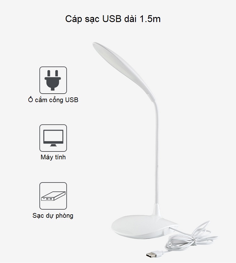 Đèn led để bàn cắm USB WS-6016 ( SÁNG TRỌNG, ĐỘ BỀN CAO )