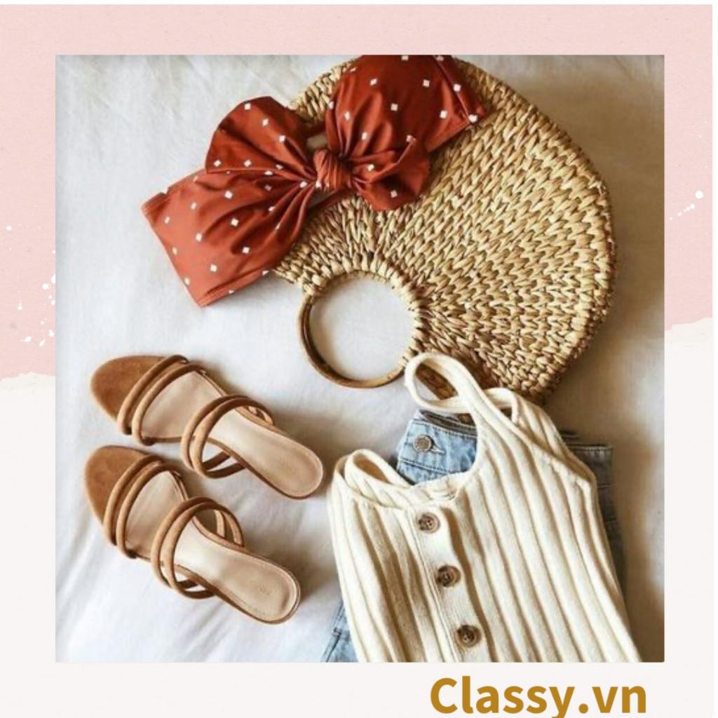 Túi cói Classy túi lục bình quai cầm bằng mây cáo rất mộc kiểu dáng Vintage, đan thủ công bởi thợ Việt Nam