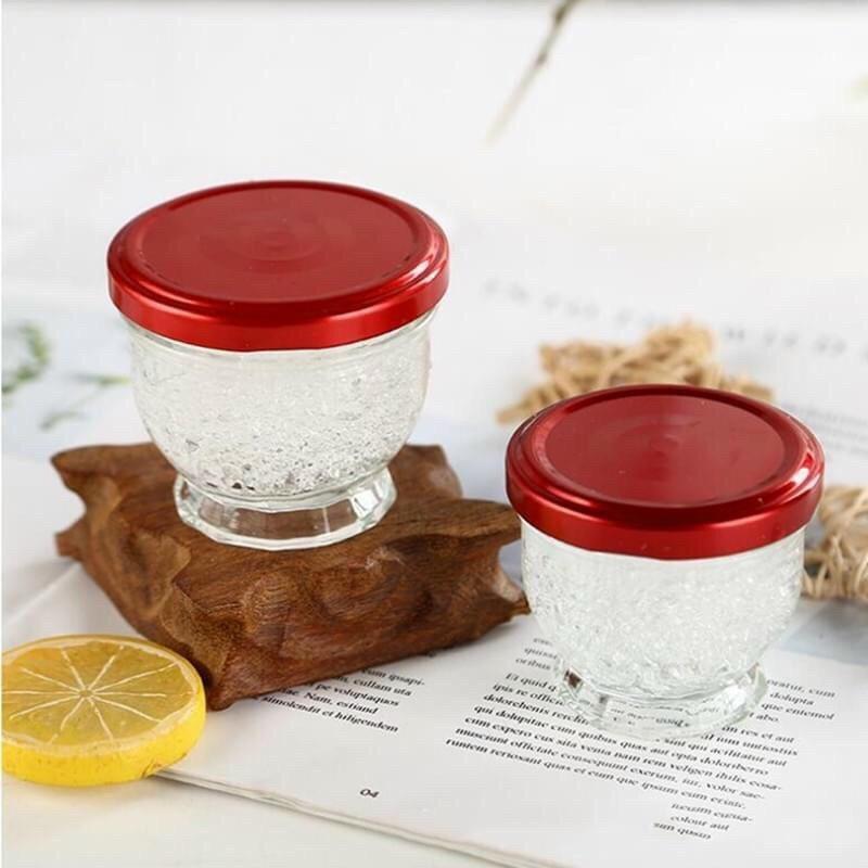 Hũ thuỷ tinh nắp thiếc vàng 75ml tròn đựng Yến chưng, Sữa chua,Gia vị, dầu dừa