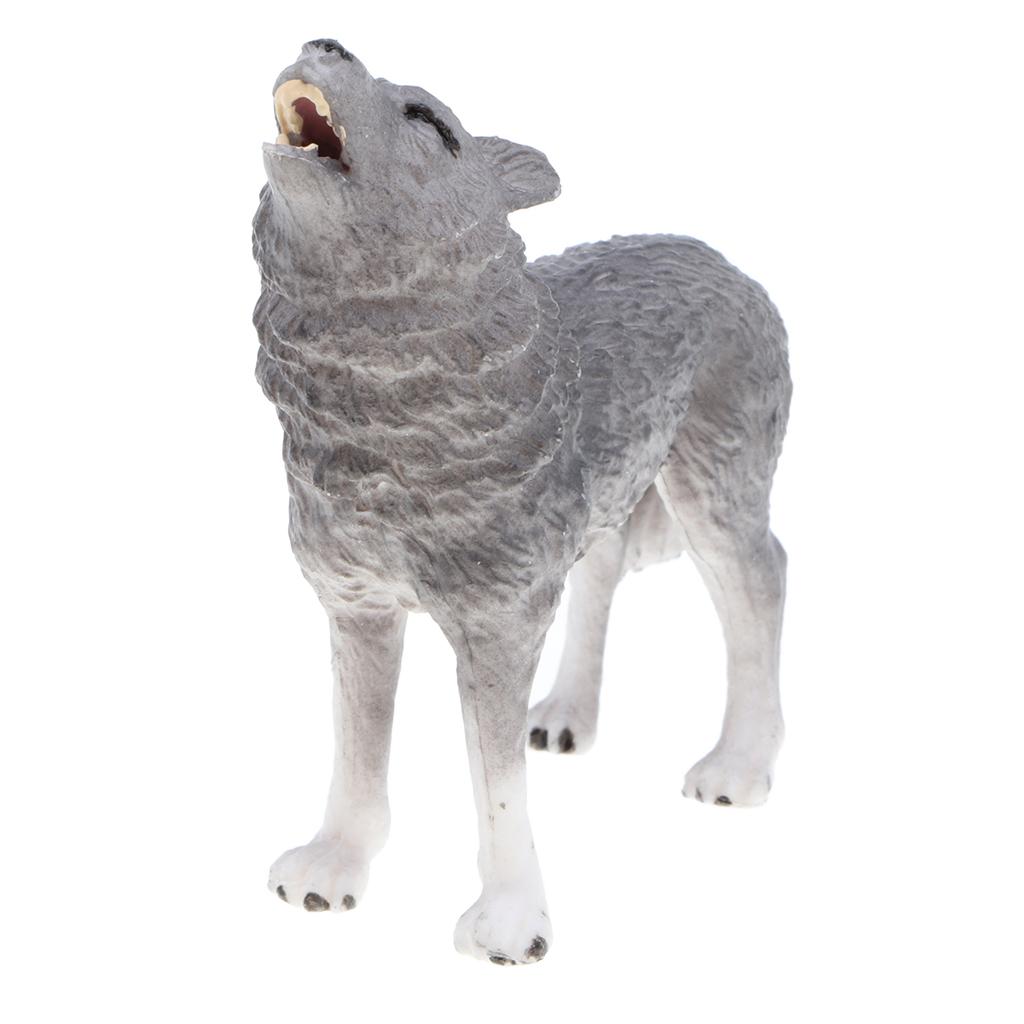 4 Pieces Plastic Animal Model Figurines For Kids Gift Home Decor Gray Wolf