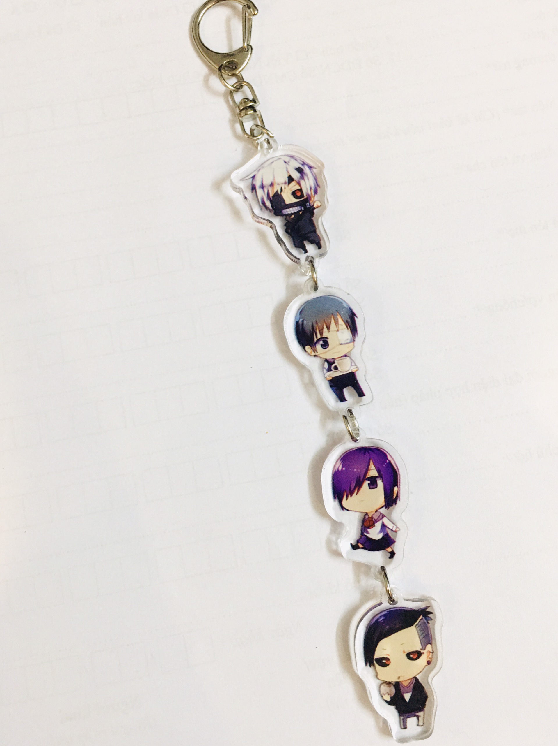 Móc khoá Tokyo Ghoul chùm 4 miếng mica trong