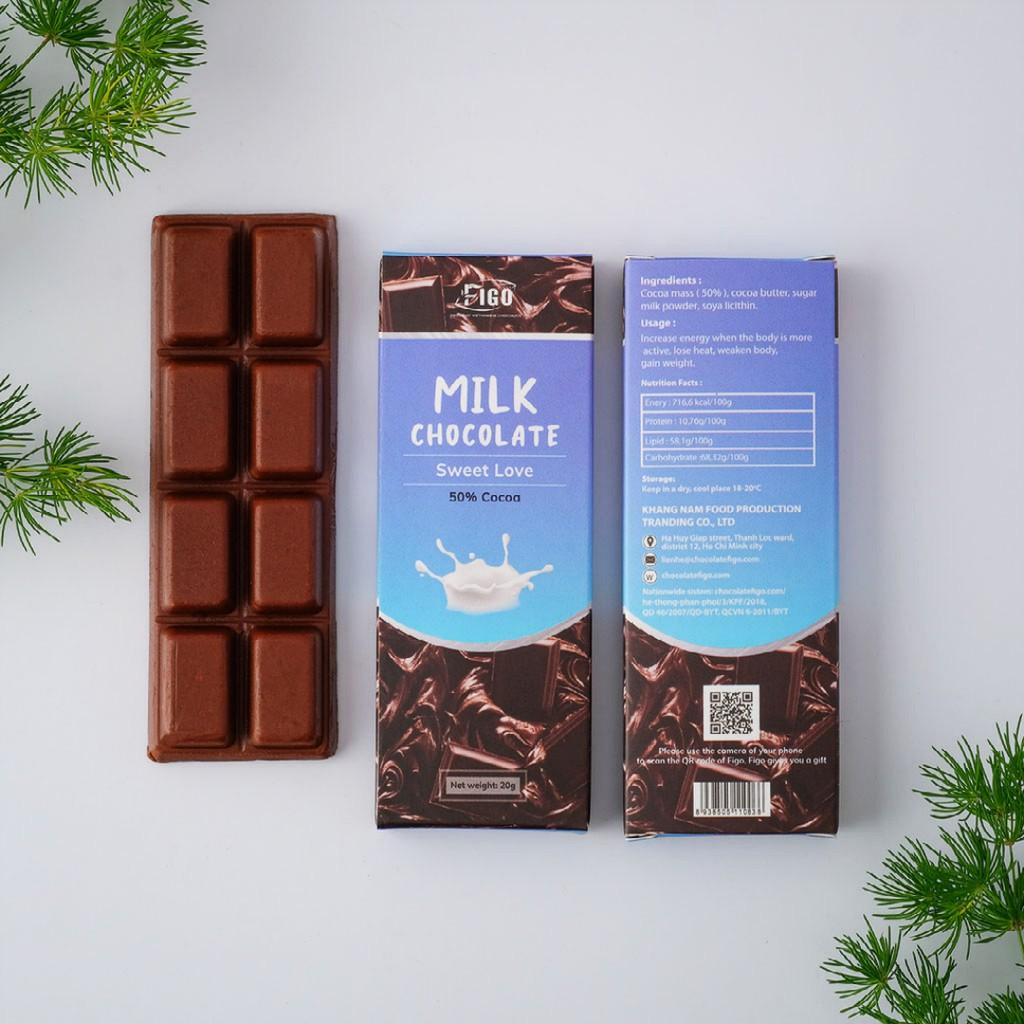 Milk Chocolate không nhân 20g FIGO VIET NAM 50% cacao ĐỒ ĂN VẶT